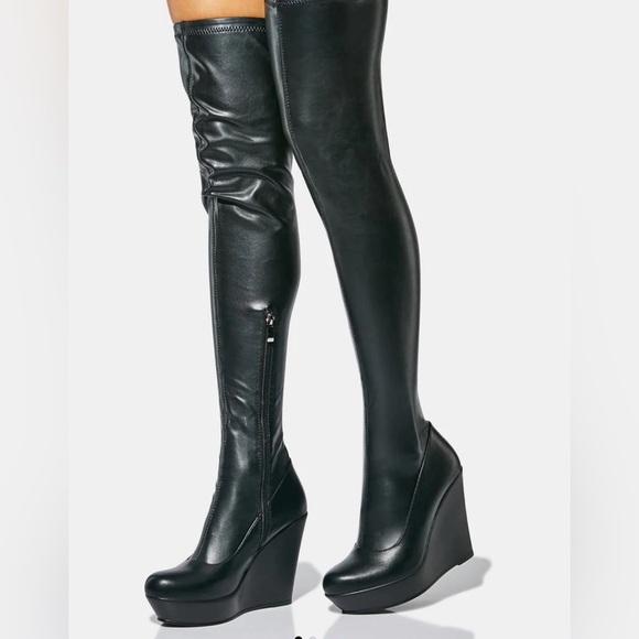 Azalea Wang won’t say it twice wedge boot in black Banks Size 6.5 - Picture 5 of 7